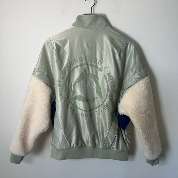 NWT Li-Ning Green Contrast Sleeve Bomber Jacket Medium - Picture 6 of 8